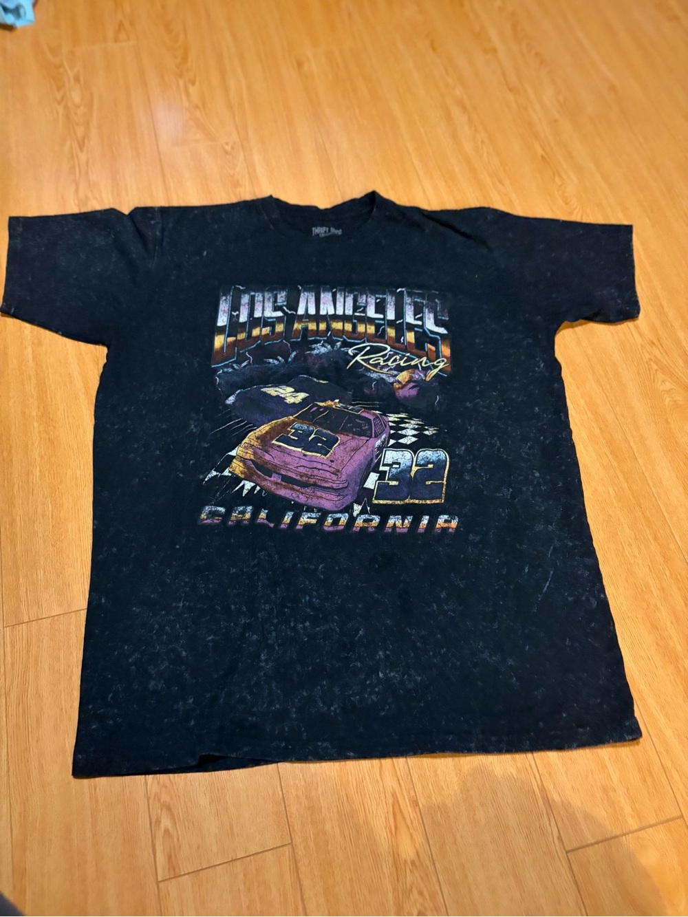 Kids Black Racing Graphic Tee with California Print